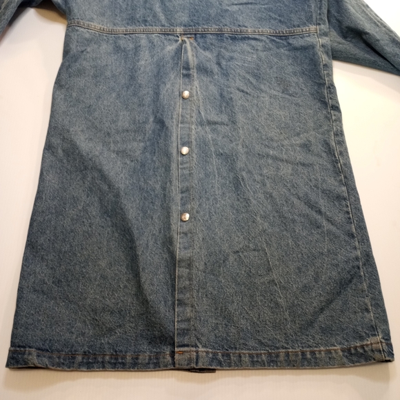 Vintage TYCA Wastland Embossed Denim Trench Jacket Sz Medium Made In USA - Picture 2 of 14
